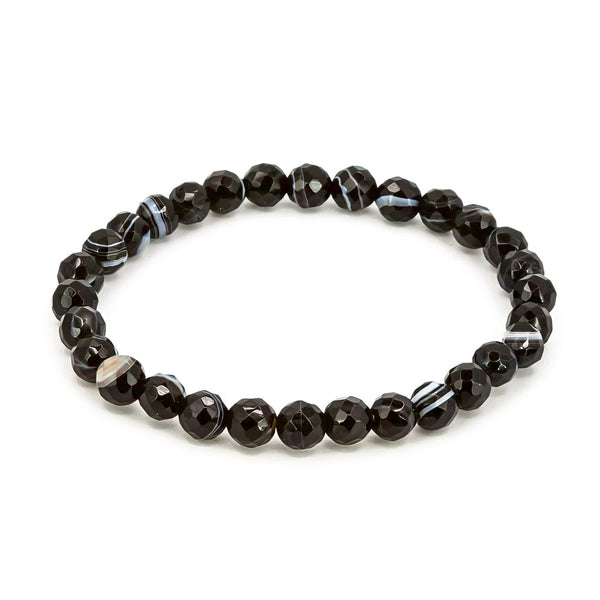 Pulsera de Ónix Bandeado Bola Facetada