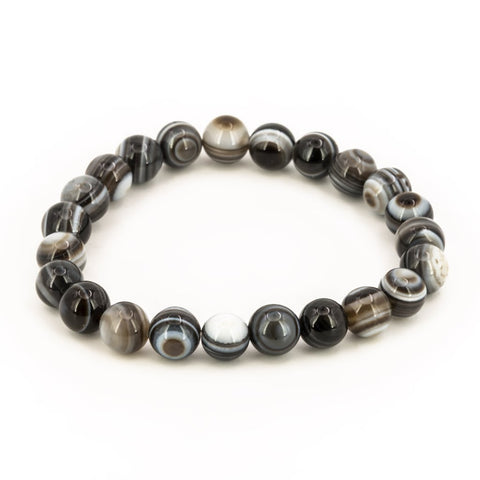 Pulsera de Ónix bandeado Bola Lisa