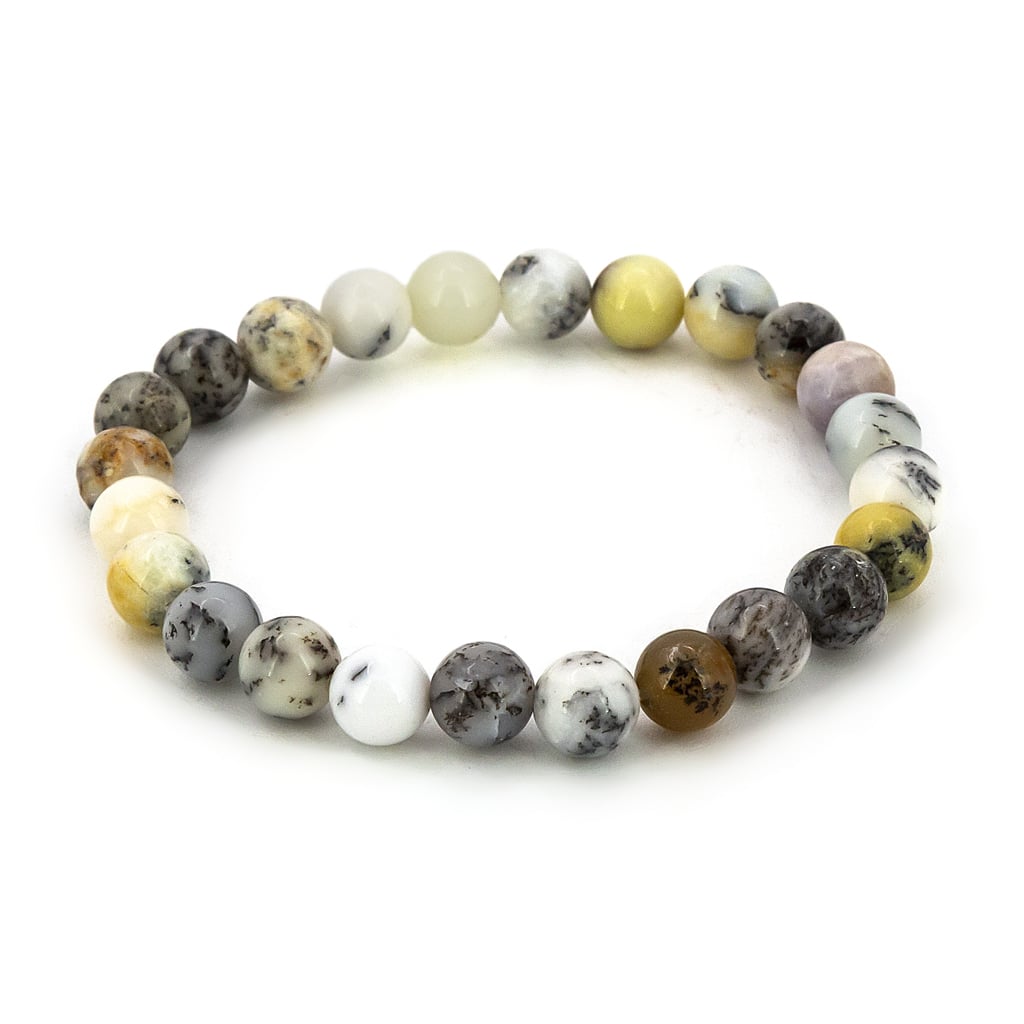 Pulsera de Ópalo dendrítico Bola Lisa 8 mm