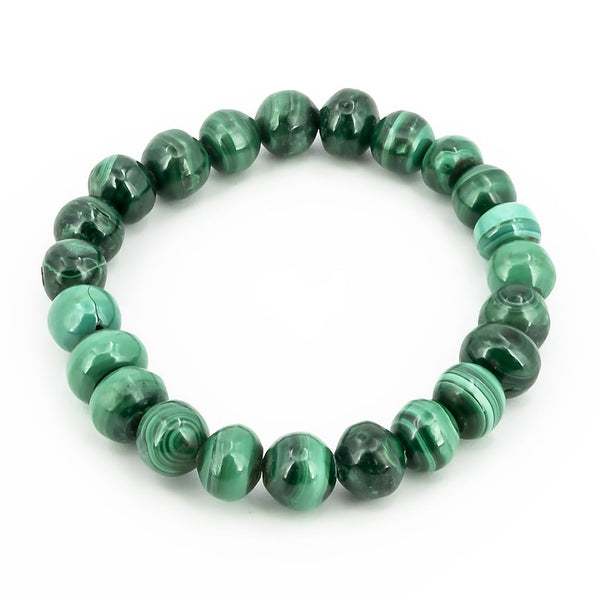Pulsera de Malaquita Bola Lisa Irregular