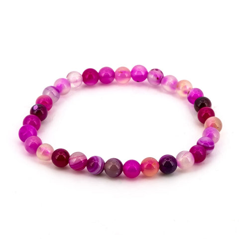 Pulsera de Ágata Rosa Bola Lisa