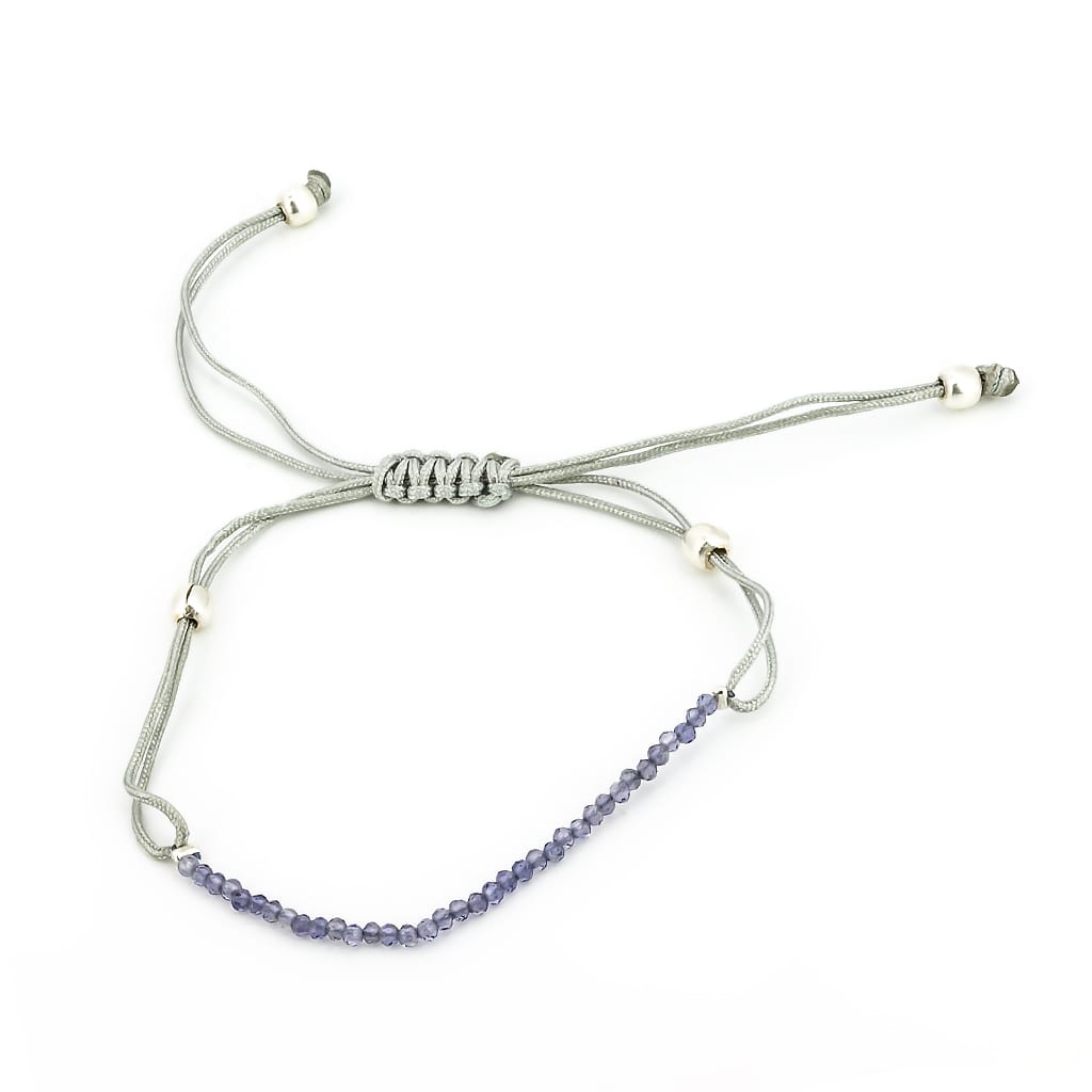 Pulsera de Iolita Macramé Bola Facetada