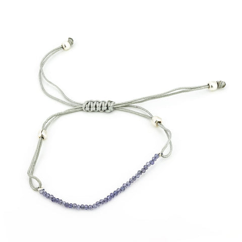 Pulsera de Iolita Macramé Bola Facetada