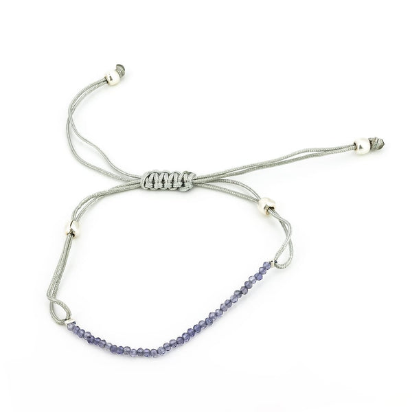 Pulsera de Iolita Macramé Bola Facetada