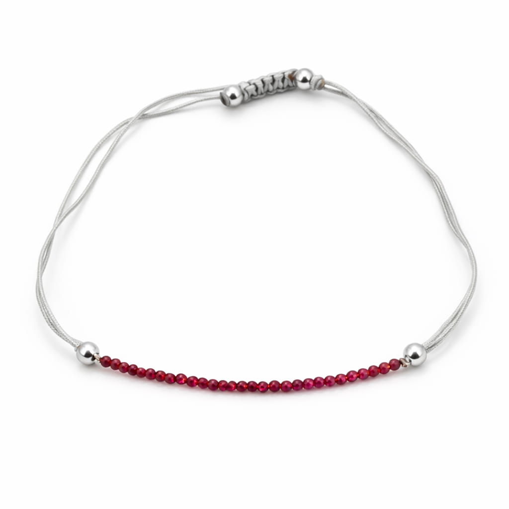 Pulsera de Rubí Macramé Bola
