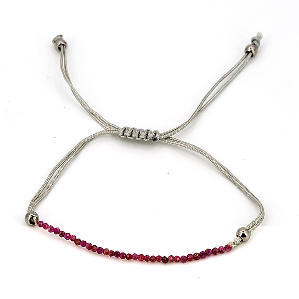 Pulsera de Rubí Macramé Bola Facetada