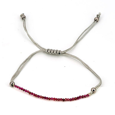 Pulsera de Rubí Macramé Bola Facetada