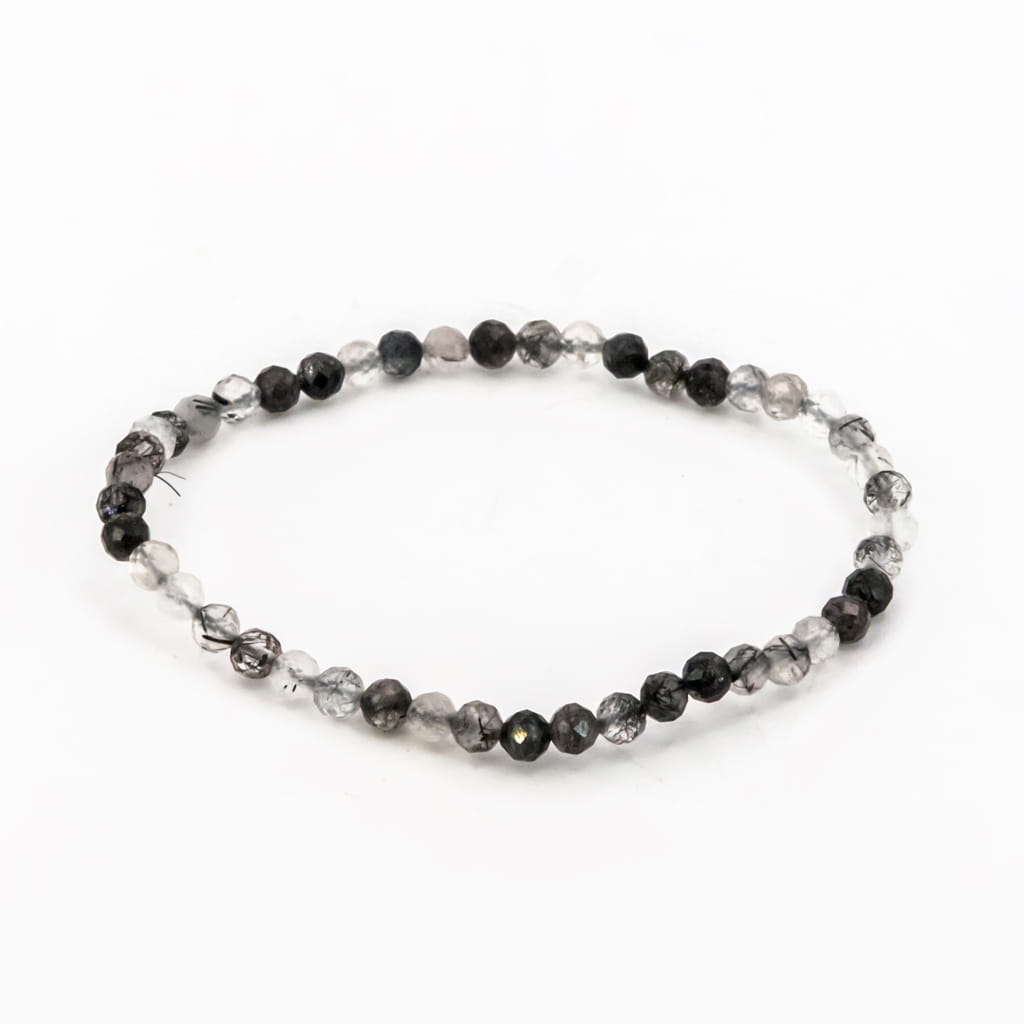 Pulsera de Cuarzo con Turmalina Bola facetada
