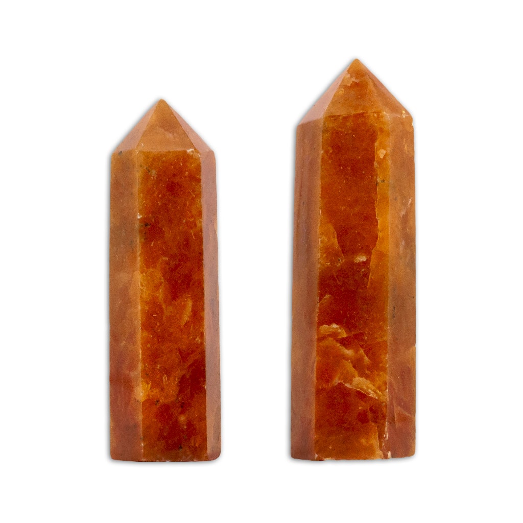 Punta de Calcita naranja con base plana