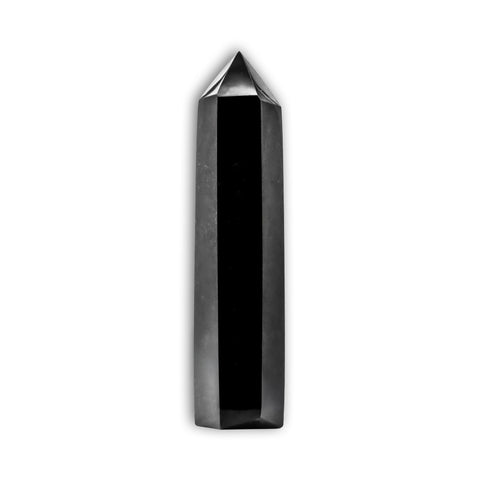 Punta de Obsidiana negra con base plana