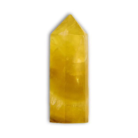Punta de Fluorita dorada con base plana