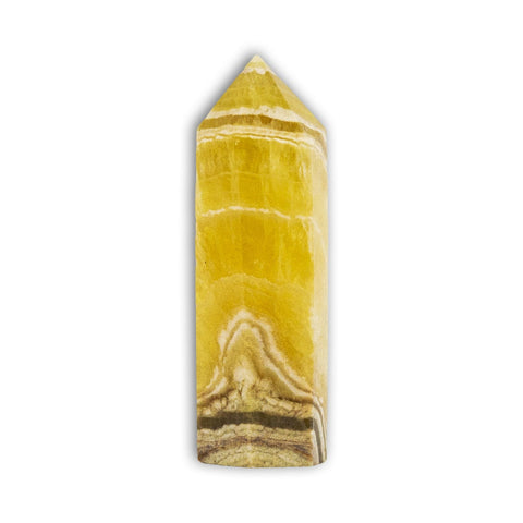 Punta de Fluorita dorada con base plana