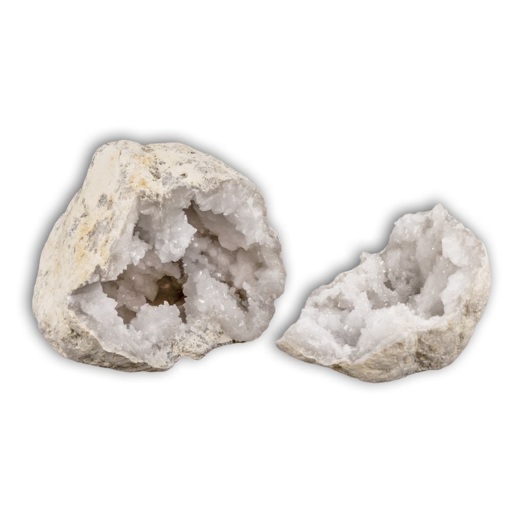Geoda de Cuarzo blanco en pareja pequeña
