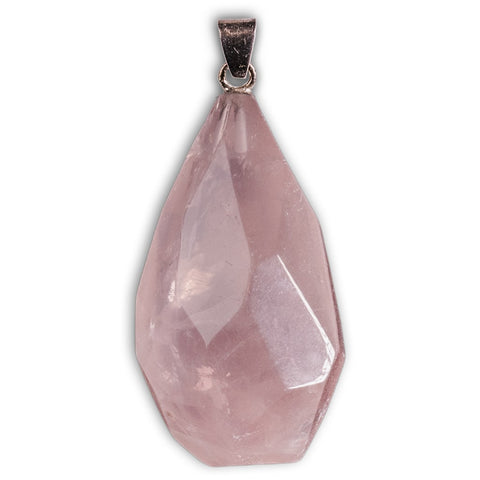 Colgante de cuarzo rosa facetado