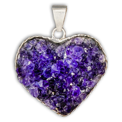 Corazón Drusa de Amatista en Plata