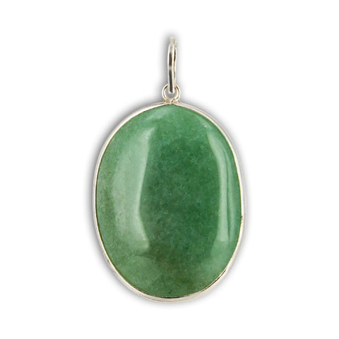 Colgante de Aventurina verde Oval en Plata
