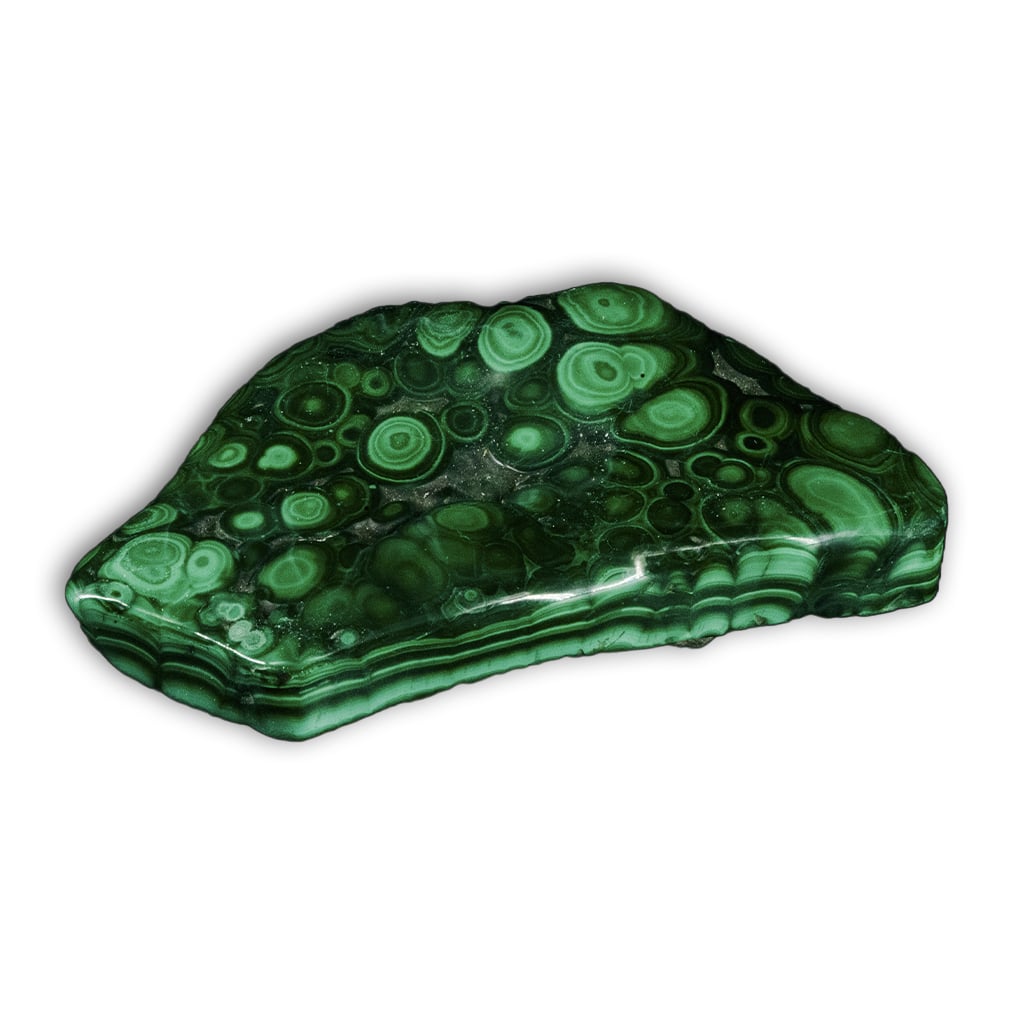 Malaquita botroidal pulida