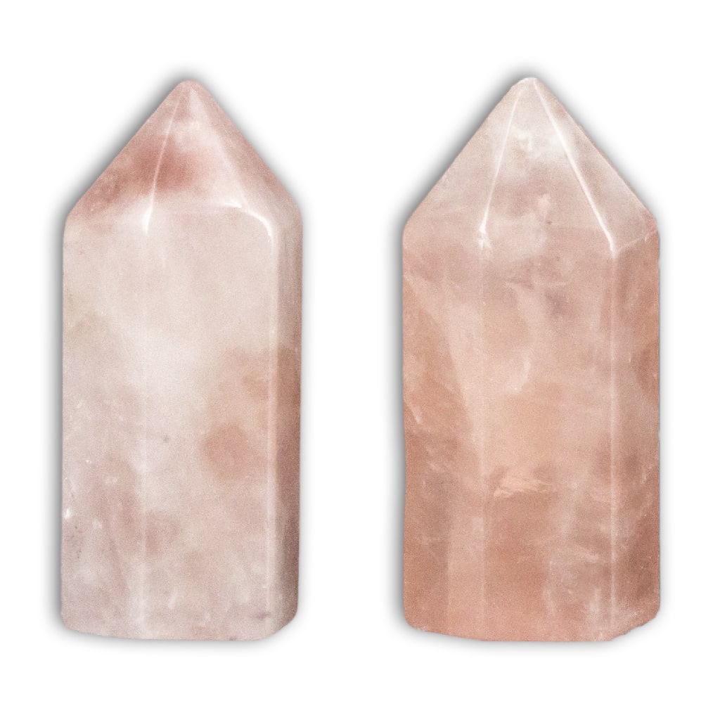 Punta de Cuarzo Rosa con base plana pequeña