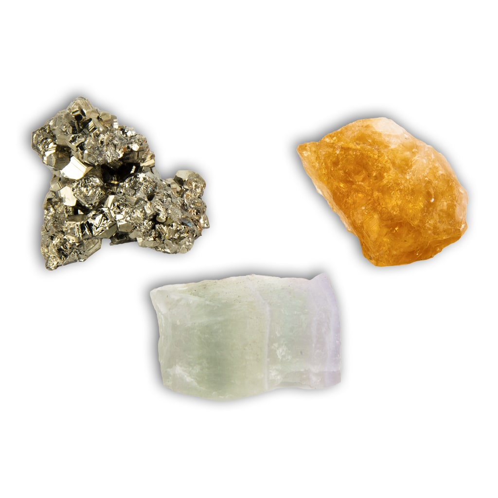 Pack para negocios citrino, fluorita y pirita